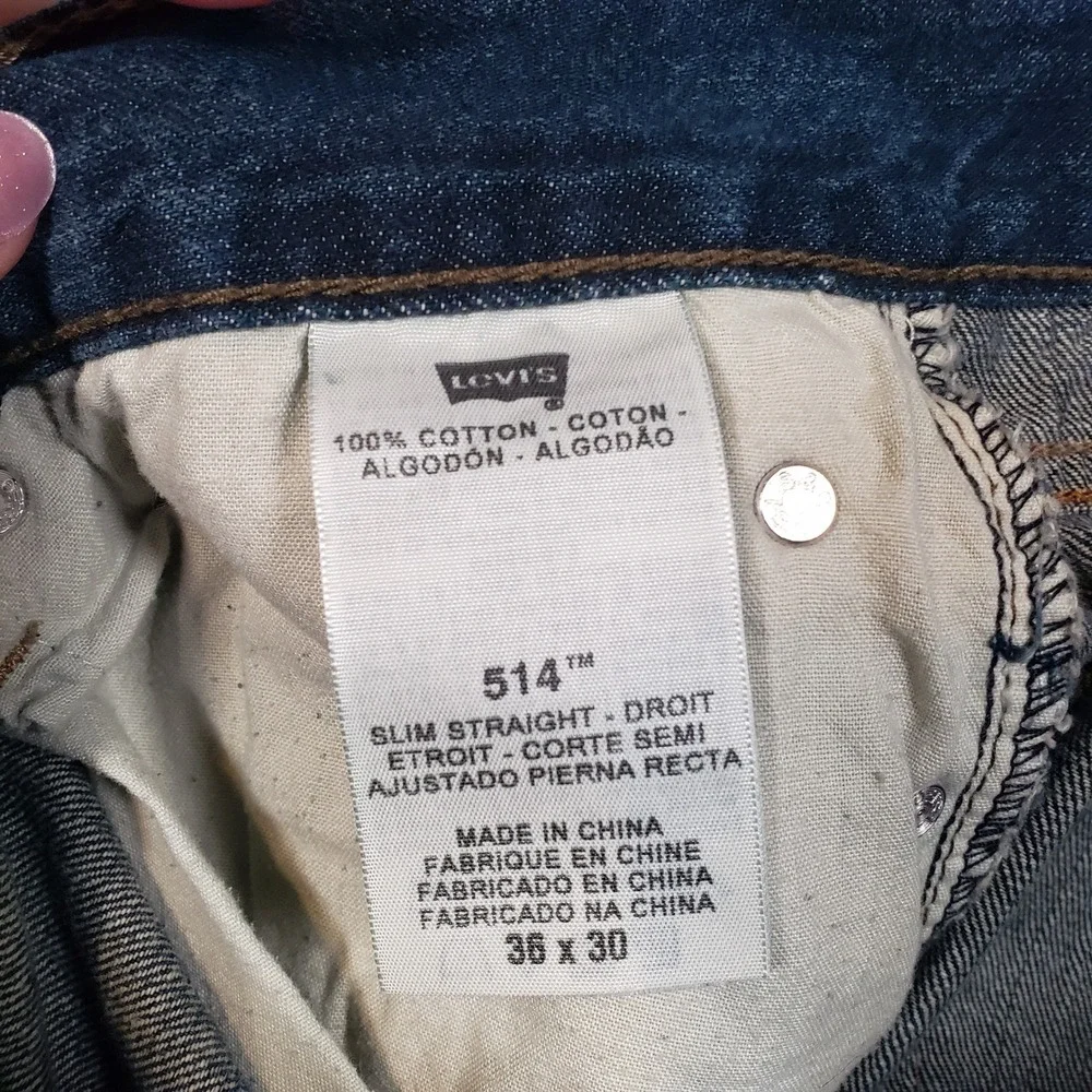 Levi's 514 Slim Straight Jeans Mens 36x30‎ Blue Medium Wash Denim 100% Cotton